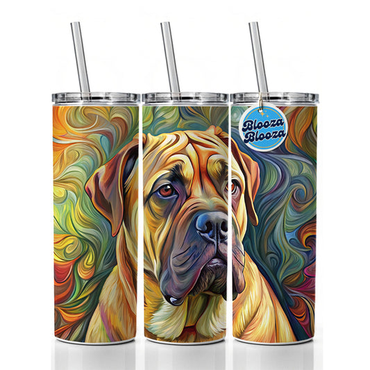 Bullmastiff Dog Expressionism Art Skinny Tumbler 20oz with Straw Insulated Water Bottle Gift