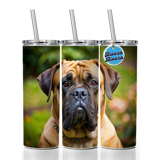 Bullmastiff Dog Photo Skinny Tumbler 20oz with Straw Insulated Water Bottle Gift