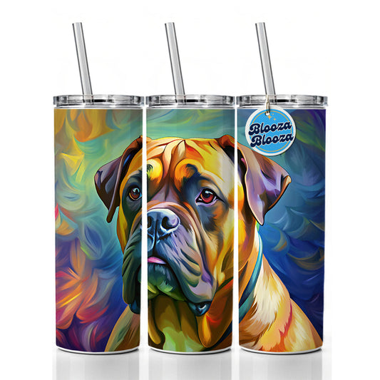 Bullmastiff Dog Pop Art Skinny Tumbler 20oz with Straw Insulated Water Bottle Gift