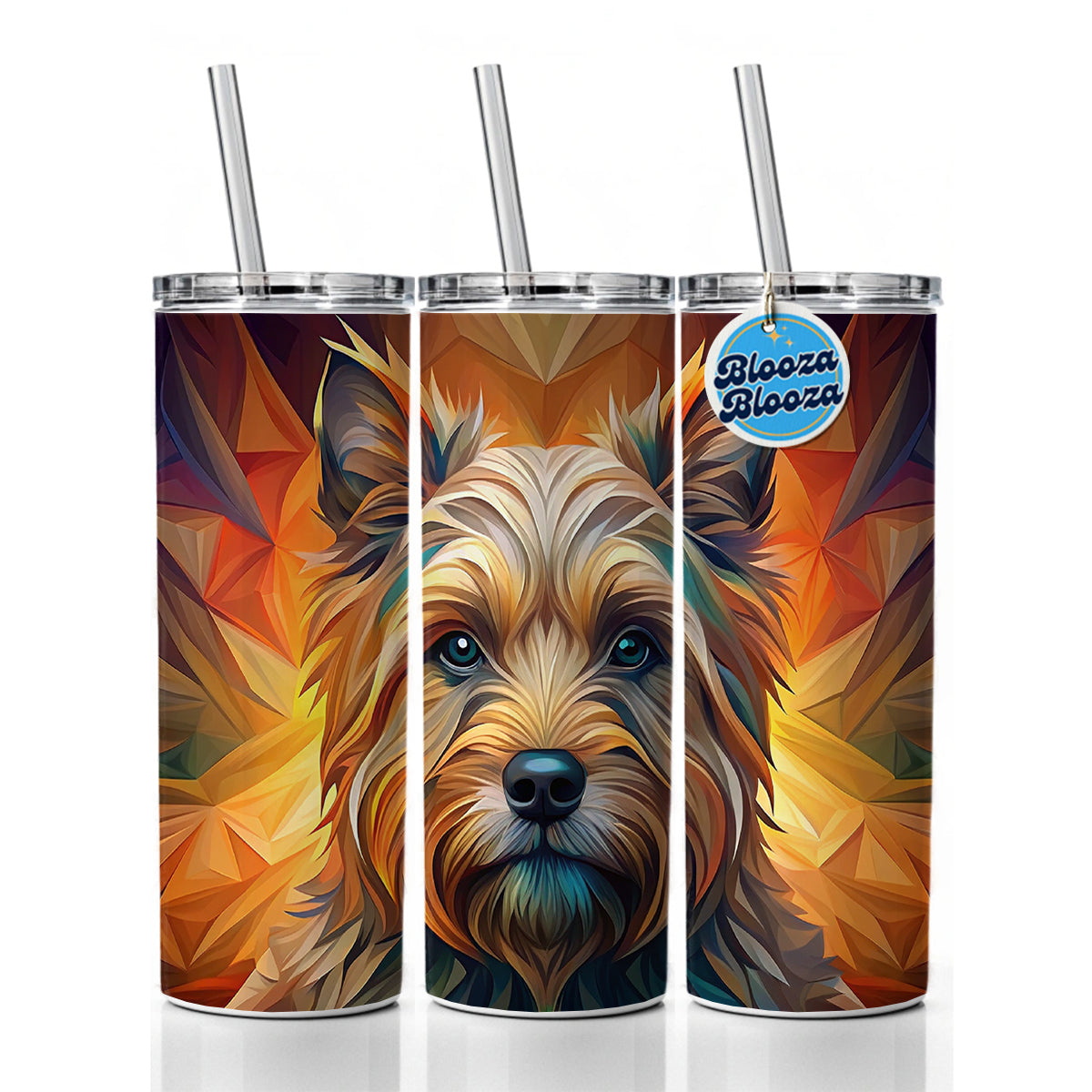 Cairn Terrier Dog Abstract Stylized Art Skinny Tumbler 20oz with Straw Insulated Water Bottle Gift