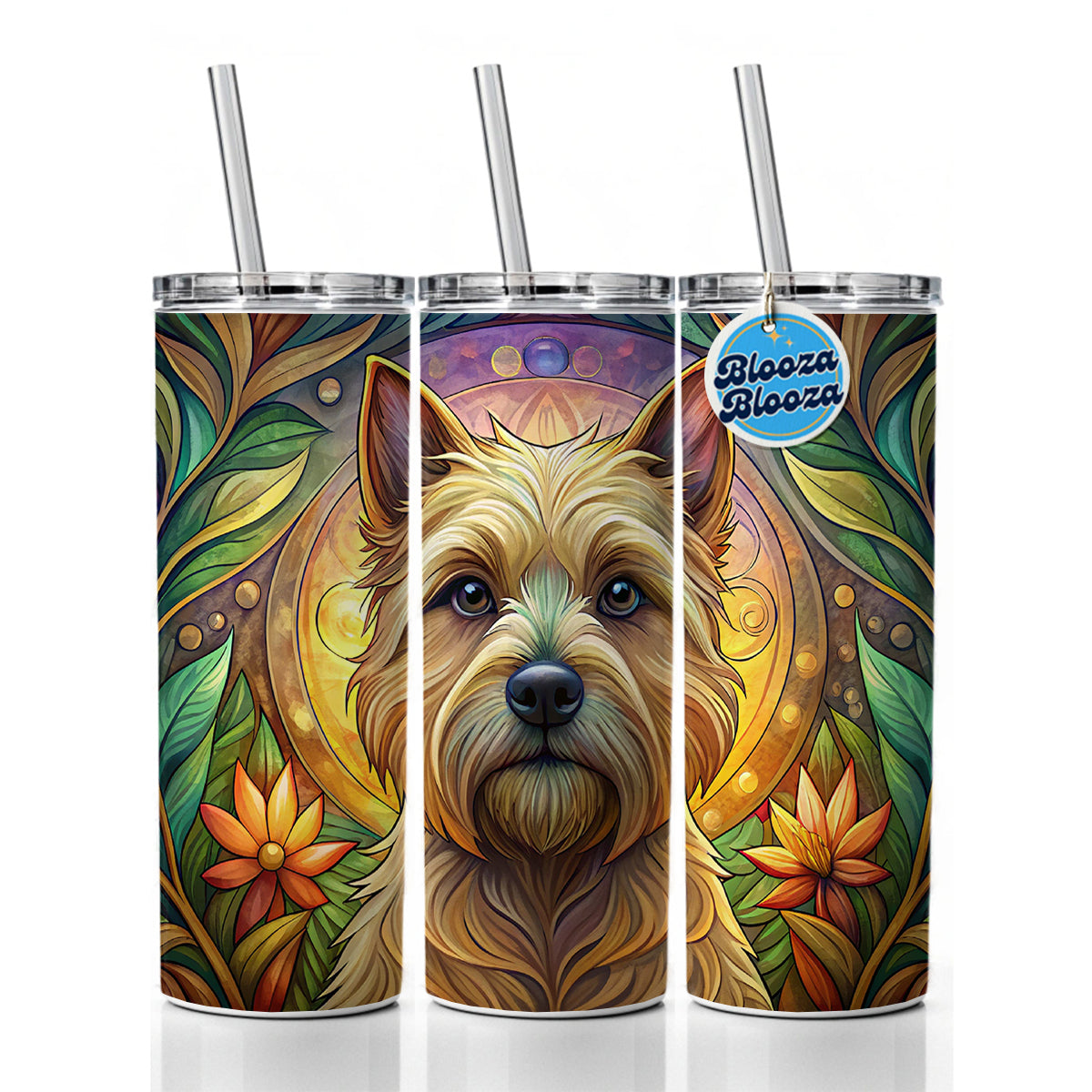 Cairn Terrier Dog Art Nouveau Skinny Tumbler 20oz with Straw Insulated Water Bottle Gift