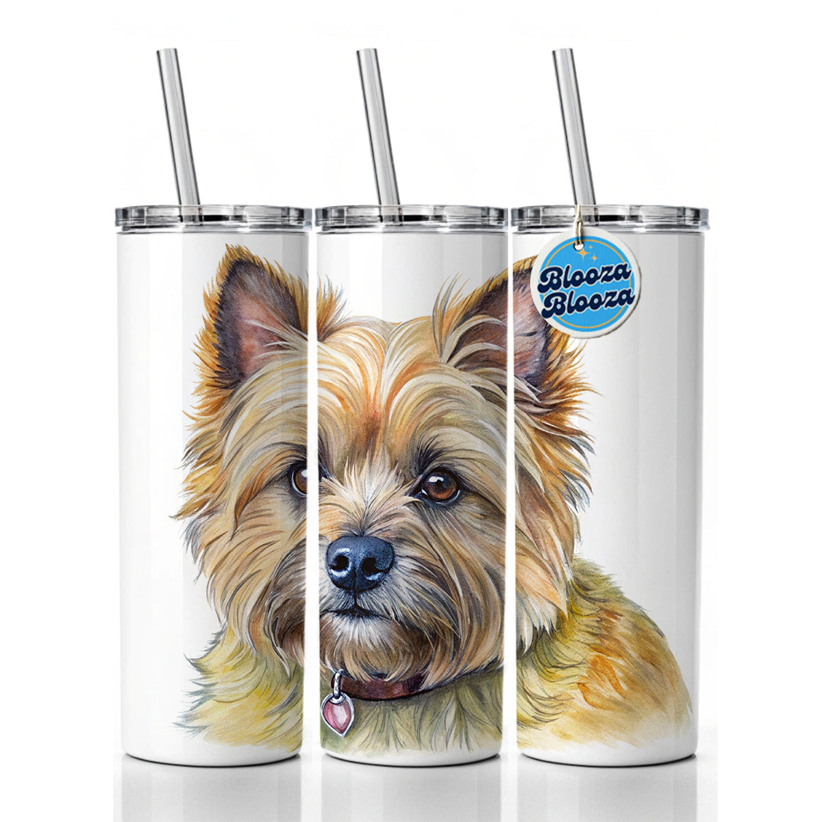 Cairn Terrier Dog Illustration Skinny Tumbler 20oz with Straw Insulated Water Bottle Gift