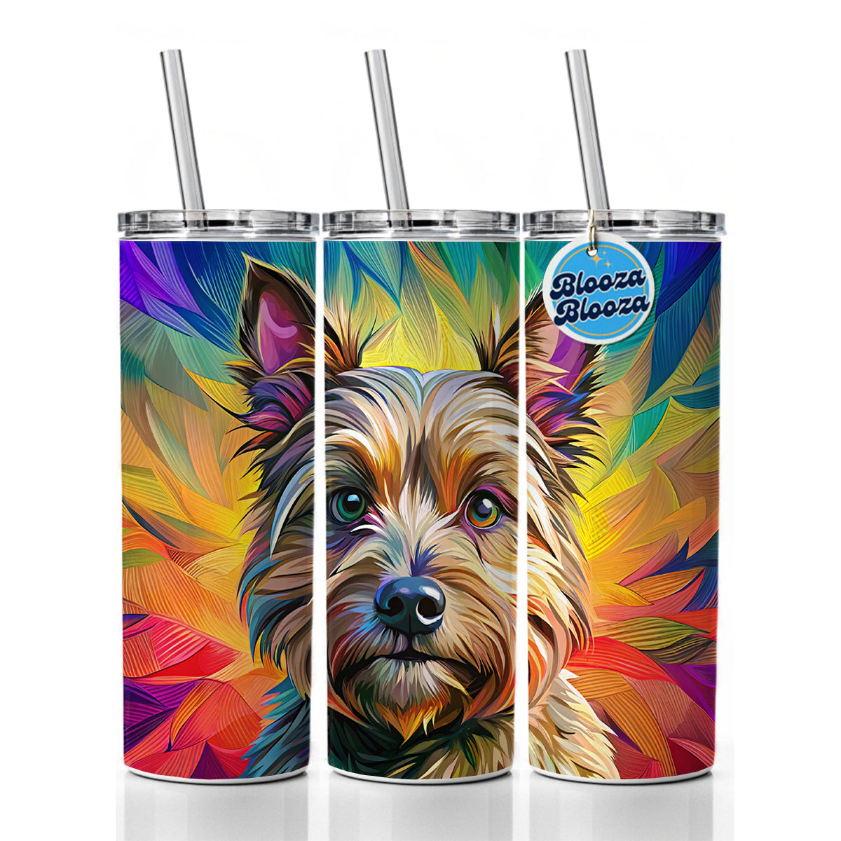 Cairn Terrier Dog Pop Art Skinny Tumbler 20oz with Straw Insulated Water Bottle Gift