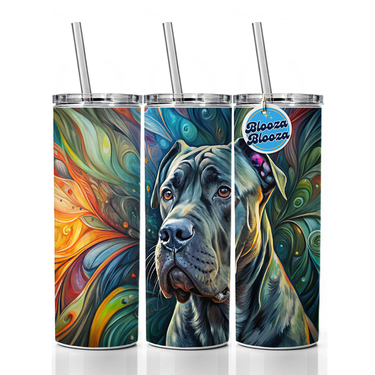 Cane Corso Dog Abstract Art Skinny Tumbler 20oz with Straw Insulated Water Bottle Gift