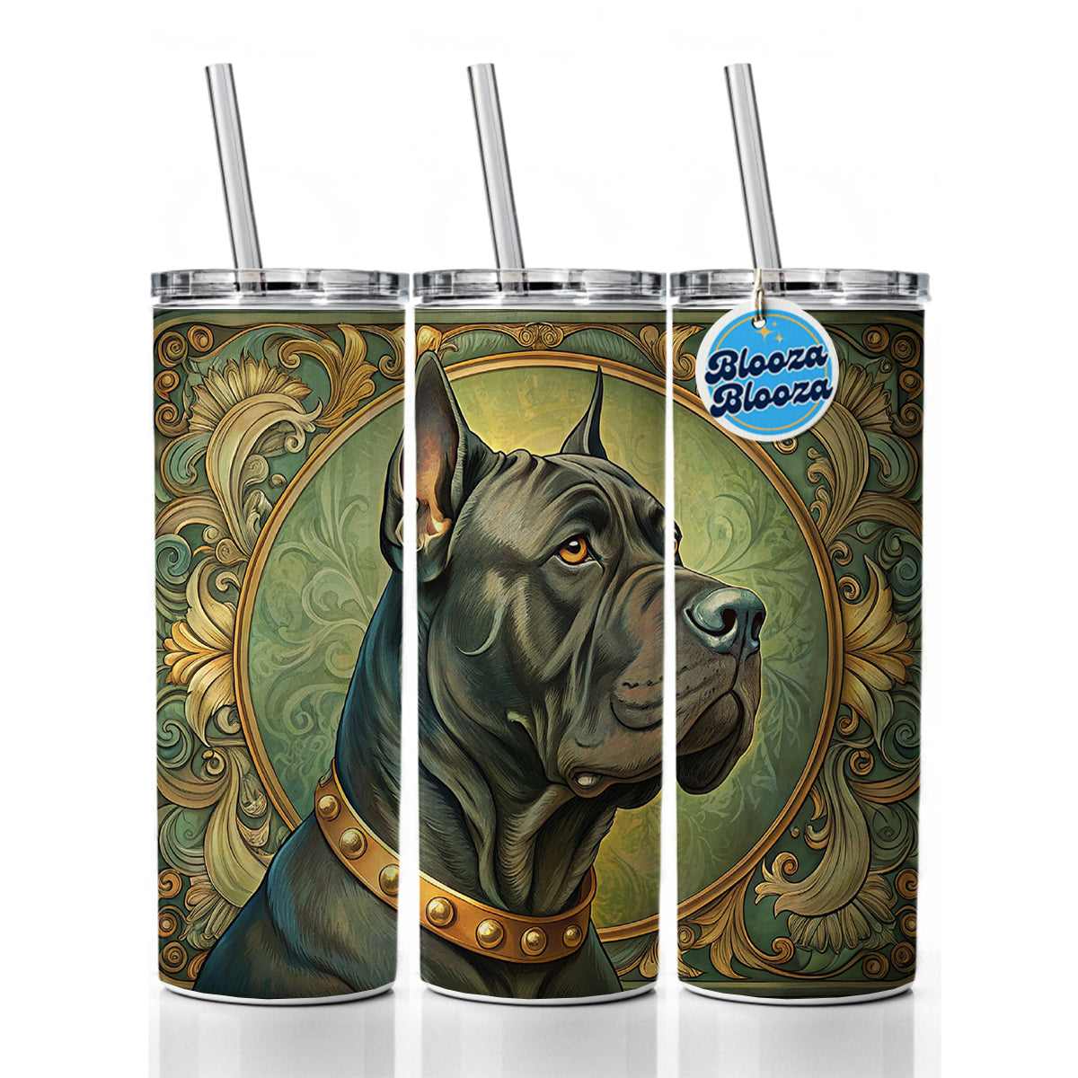 Cane Corso Dog Art Nouveau Skinny Tumbler 20oz with Straw Insulated Water Bottle Gift