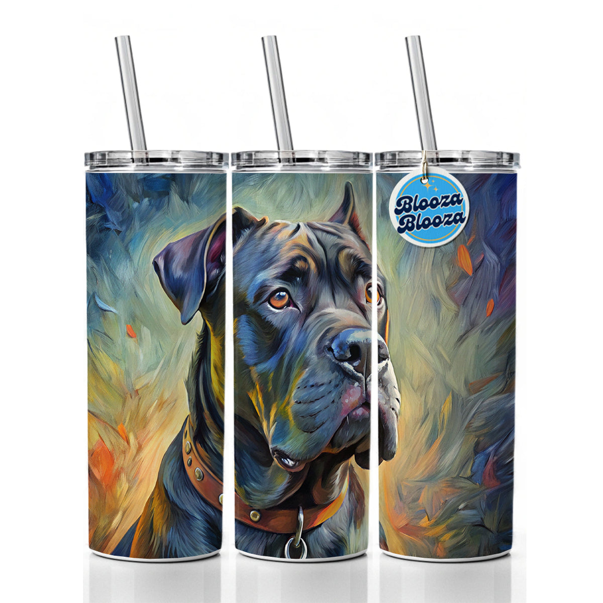 Cane Corso Dog Expressionism Art Skinny Tumbler 20oz with Straw Insulated Water Bottle Gift