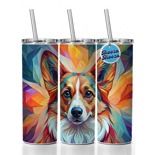 Cardigan Welsh Corgi Dog Abstract Stylized Art Skinny Tumbler 20oz with Straw Insulated Water Bottle Gift