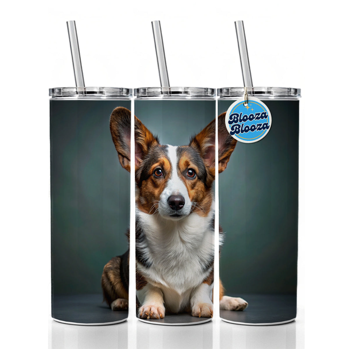 Cardigan Welsh Corgi Dog Photo Skinny Tumbler 20oz with Straw Insulated Water Bottle Gift