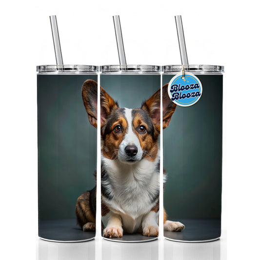Cardigan Welsh Corgi Dog Photo Skinny Tumbler 20oz with Straw Insulated Water Bottle Gift