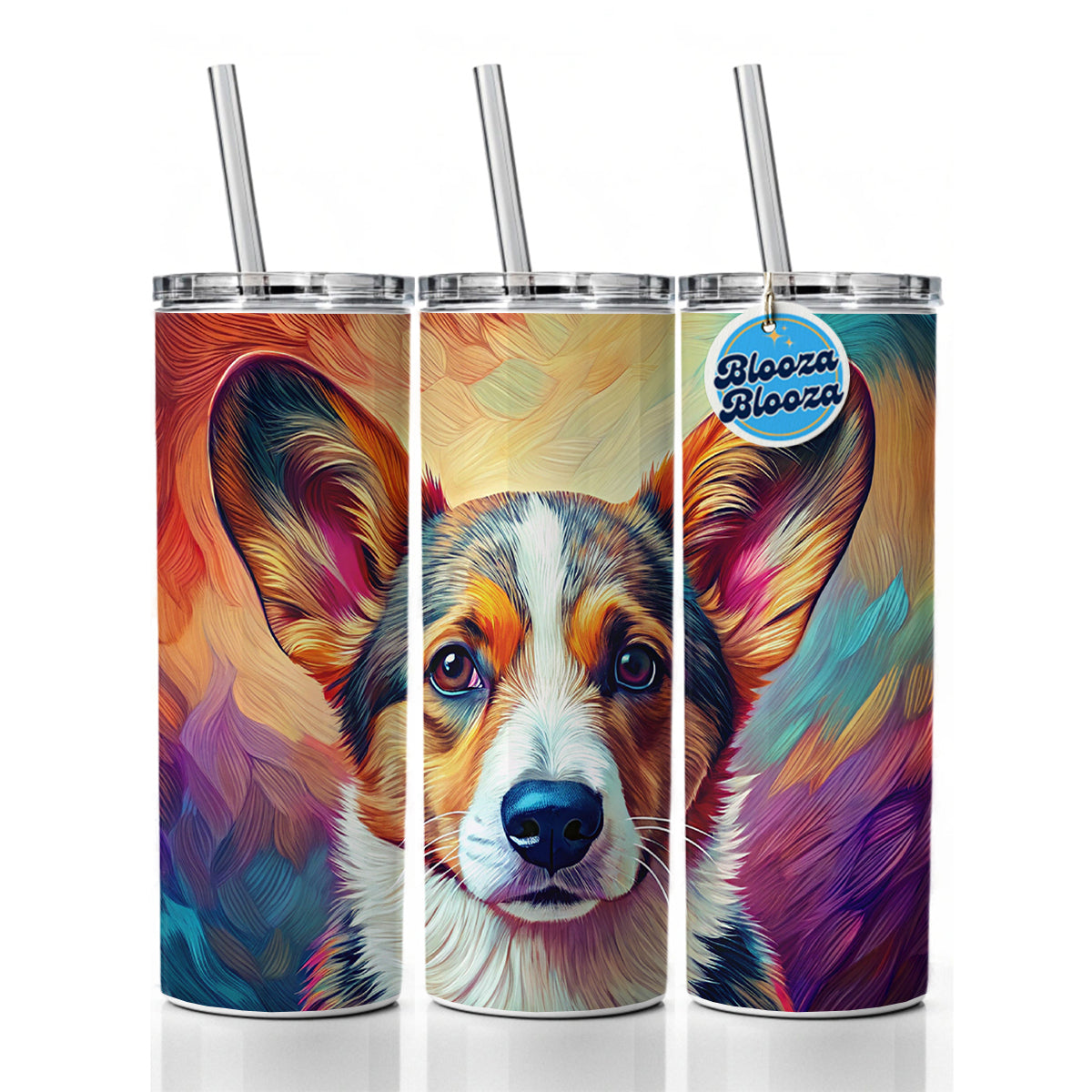 Cardigan Welsh Corgi Dog Pop Art Skinny Tumbler 20oz with Straw Insulated Water Bottle Gift