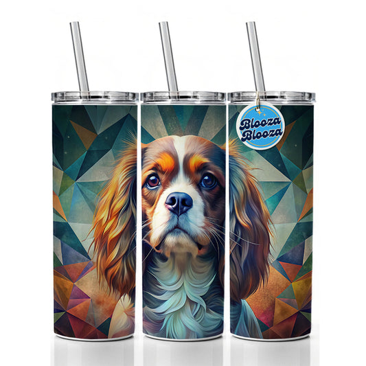 Cavalier King Charles Spaniel Abstract Stylized Art Skinny Tumbler 20oz with Straw Insulated Water Bottle Gift