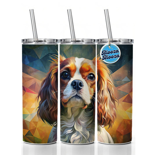 Cavalier King Charles Spaniel Dog Abstract Art Skinny Tumbler 20oz with Straw Insulated Water Bottle Gift
