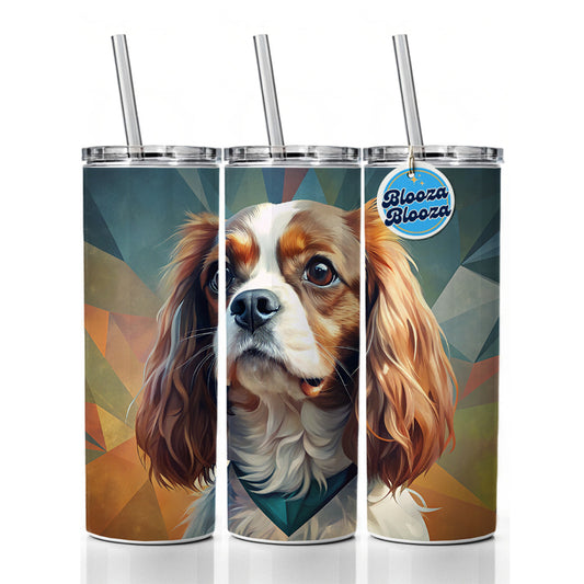 Cavalier King Charles Spaniel Dog Contemporary Art Skinny Tumbler 20oz with Straw Insulated Water Bottle Gift