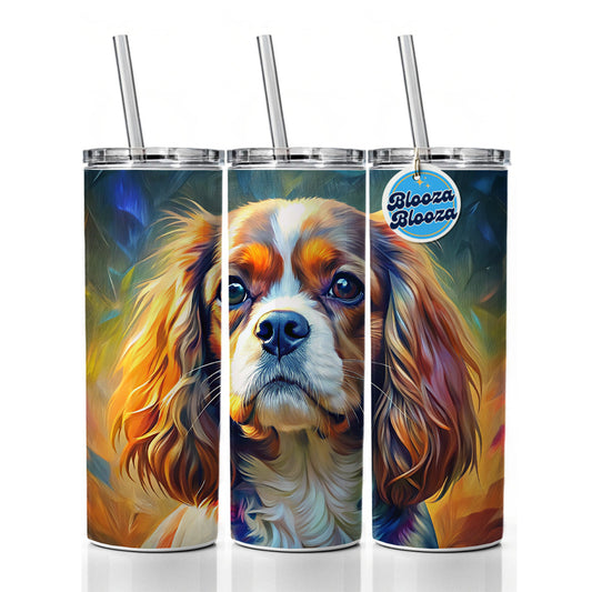 Cavalier King Charles Spaniel Dog Expressionism Art Skinny Tumbler 20oz with Straw Insulated Water Bottle Gift