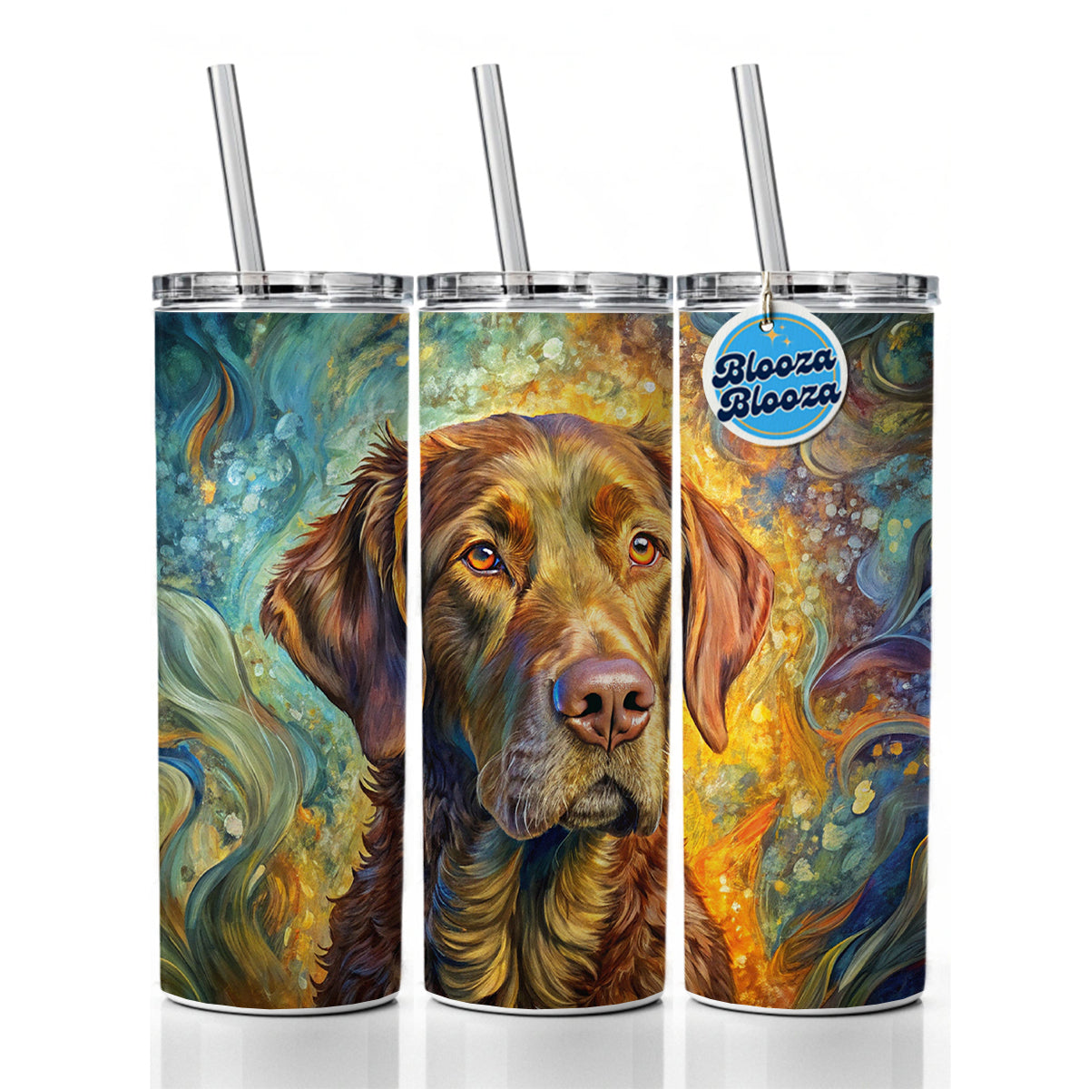 Chesapeake Bay Retriever Dog Abstract Art Skinny Tumbler 20oz with Straw Insulated Water Bottle Gift