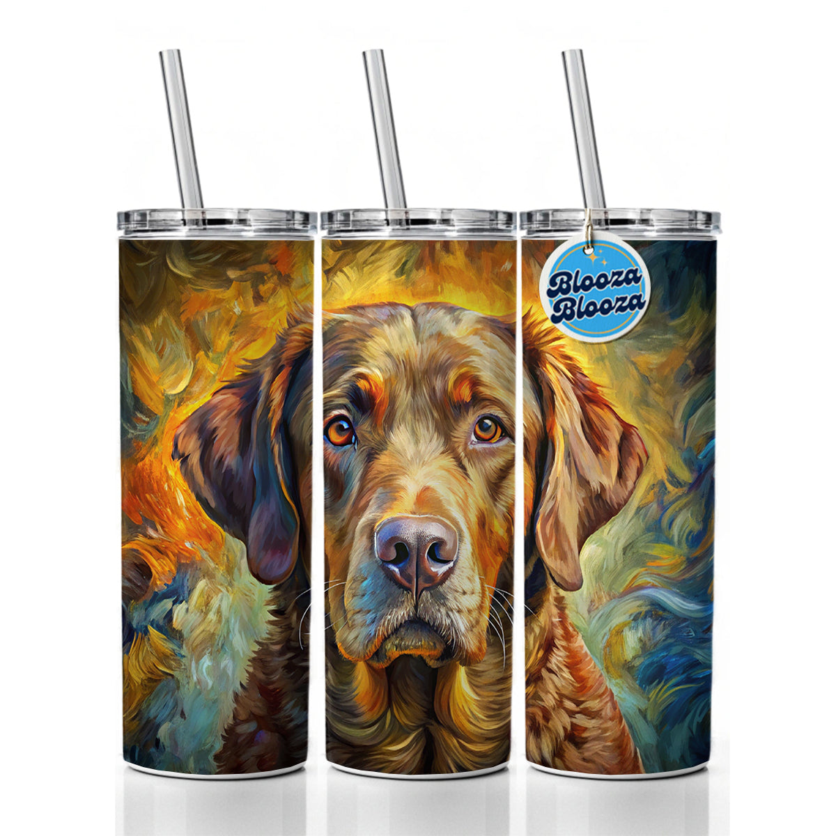Chesapeake Bay Retriever Dog Expressionism Art Skinny Tumbler 20oz with Straw Insulated Water Bottle Gift