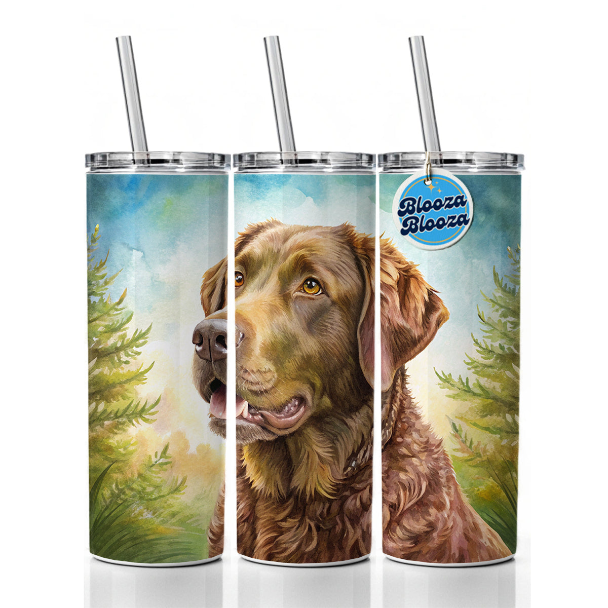 Chesapeake Bay Retriever Dog Illustration Skinny Tumbler 20oz with Straw Insulated Water Bottle Gift