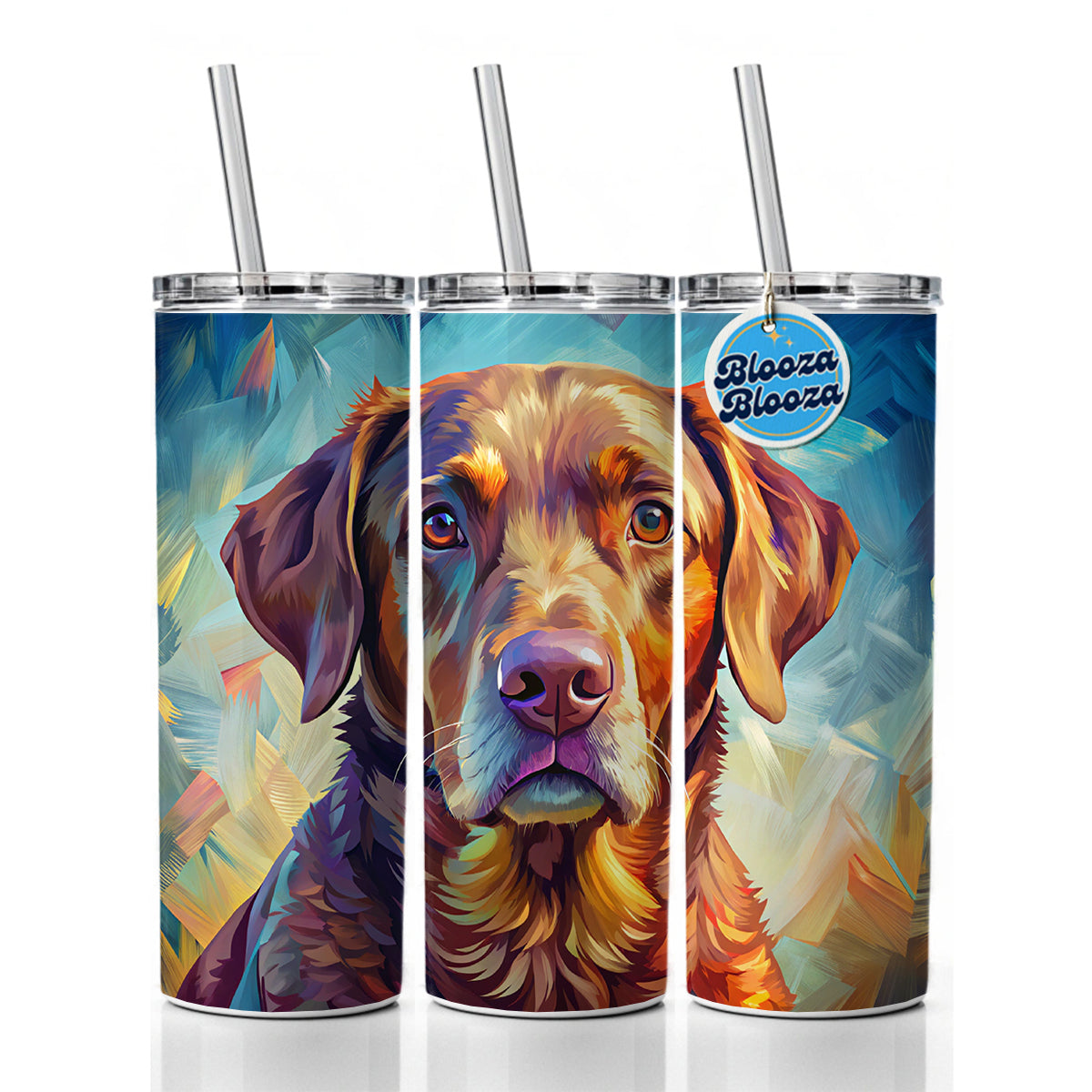 Chesapeake Bay Retriever Dog Pop Art Skinny Tumbler 20oz with Straw Insulated Water Bottle Gift