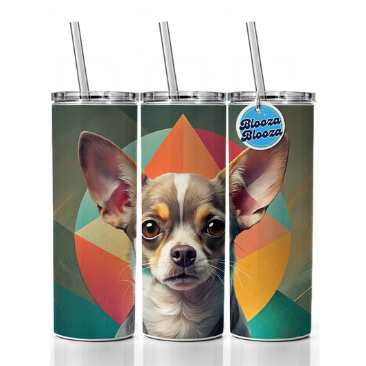 Chihuahua Dog Contemporary Art Skinny Tumbler 20oz with Straw Insulated Water Bottle Gift