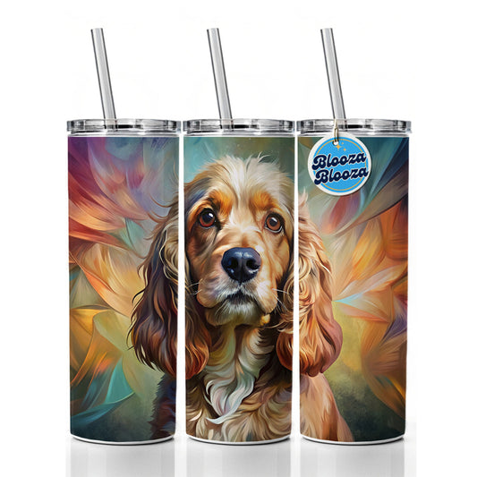 Cocker Spaniel Dog Abstract Art Skinny Tumbler 20oz with Straw Insulated Water Bottle Gift