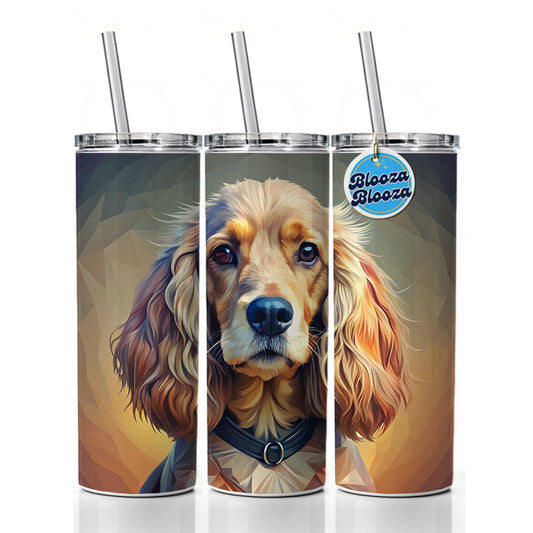 Cocker Spaniel Dog Abstract Stylized Art Skinny Tumbler 20oz with Straw Insulated Water Bottle Gift