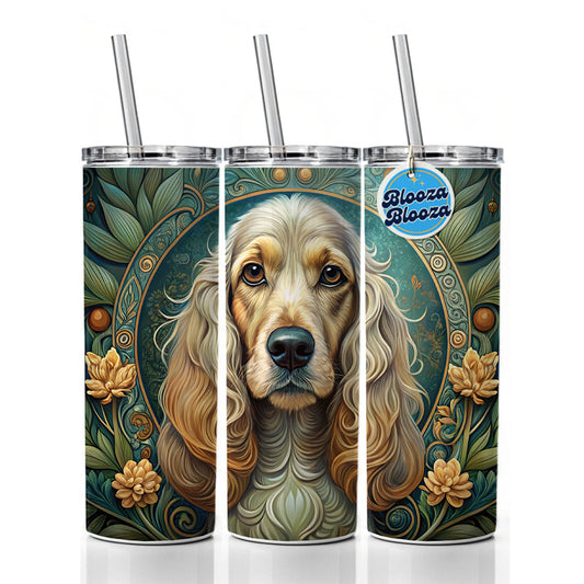 Cocker Spaniel Dog Art Nouveau Skinny Tumbler 20oz with Straw Insulated Water Bottle Gift