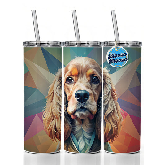 Cocker Spaniel Dog Contemporary Art Skinny Tumbler 20oz with Straw Insulated Water Bottle Gift