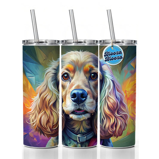 Cocker Spaniel Dog Expressionism Art Skinny Tumbler 20oz with Straw Insulated Water Bottle Gift
