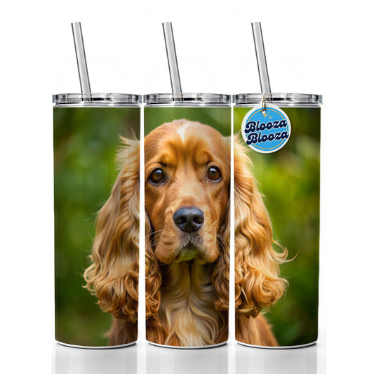 Cocker Spaniel Dog Photo Skinny Tumbler 20oz with Straw Insulated Water Bottle Gift