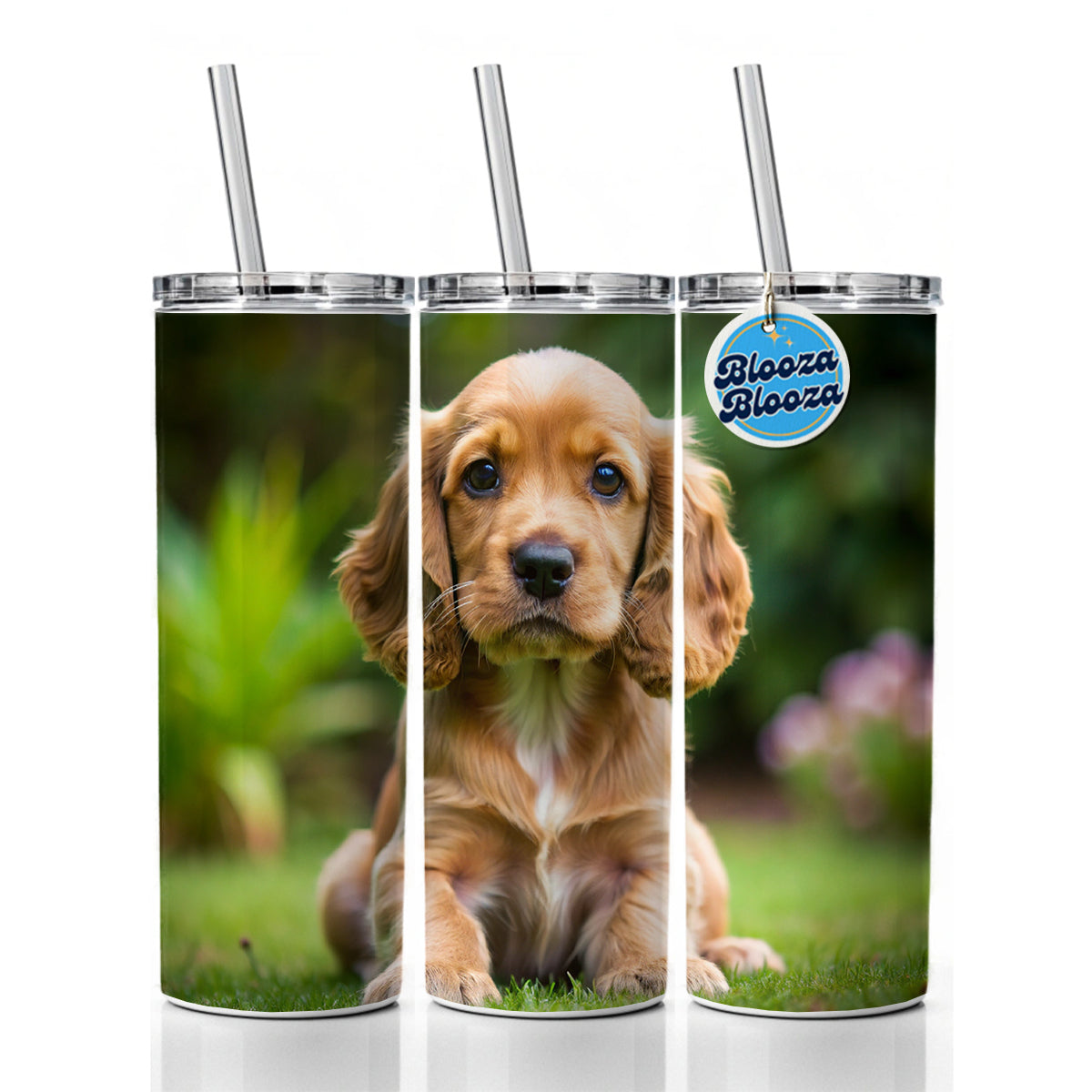Cocker Spaniel Dog Puppy Photo Skinny Tumbler 20oz with Straw Insulated Water Bottle Gift