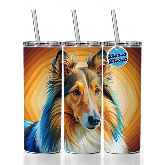 Collie Dog Pop Art Skinny Tumbler 20oz with Straw Insulated Water Bottle Gift