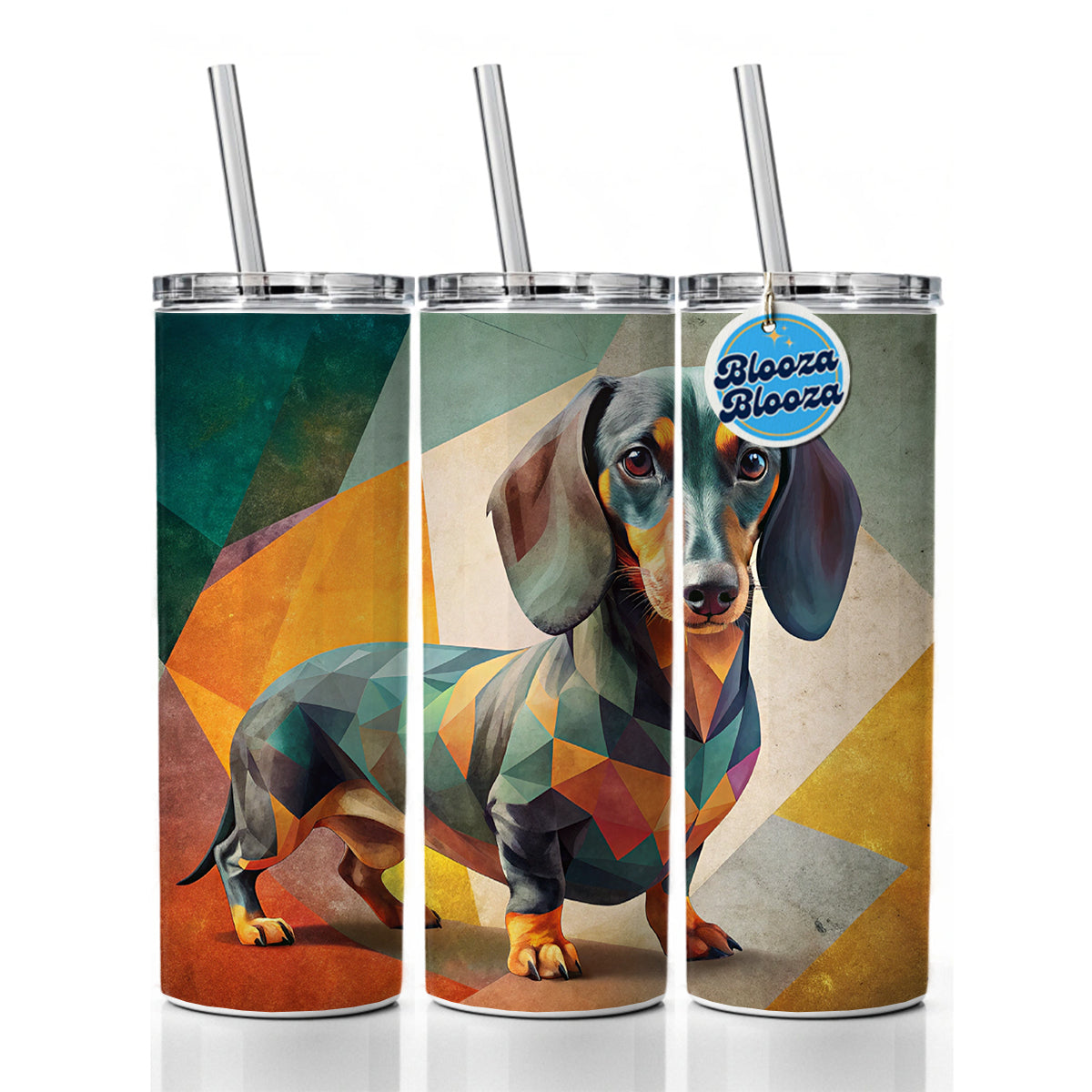 Dachshund Dog Contemporary Art Skinny Tumbler 20oz with Straw Insulated Water Bottle Gift