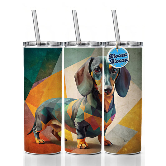Dachshund Dog Contemporary Art Skinny Tumbler 20oz with Straw Insulated Water Bottle Gift