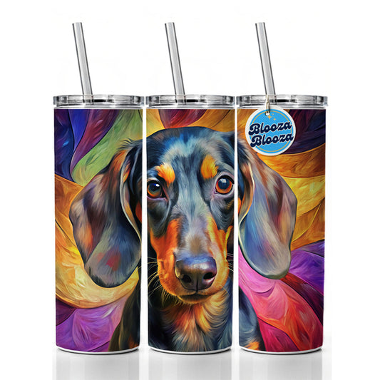 Dachshund Dog Expressionism Art Skinny Tumbler 20oz with Straw Insulated Water Bottle Gift