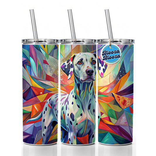 Dalmatian Dog Abstract Art Skinny Tumbler 20oz with Straw Insulated Water Bottle Gift