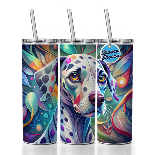 Dalmatian Dog Abstract Stylized Art Skinny Tumbler 20oz with Straw Insulated Water Bottle Gift