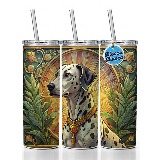 Dalmatian Dog Art Nouveau Skinny Tumbler 20oz with Straw Insulated Water Bottle Gift