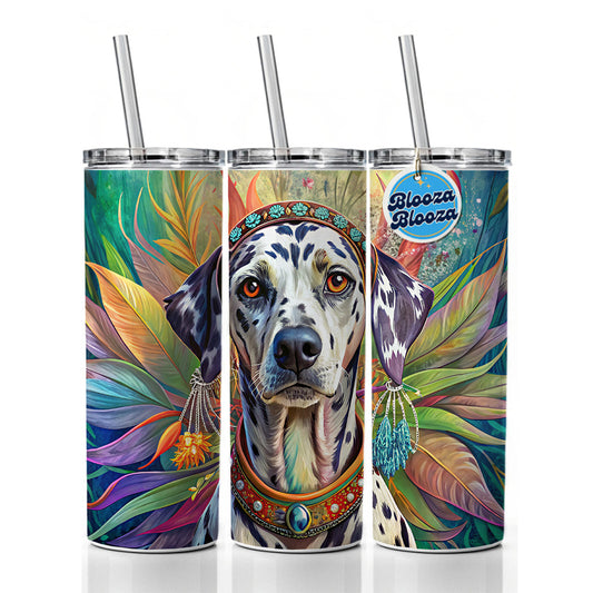 Dalmatian Dog Bohemian Art Skinny Tumbler 20oz with Straw Insulated Water Bottle Gift