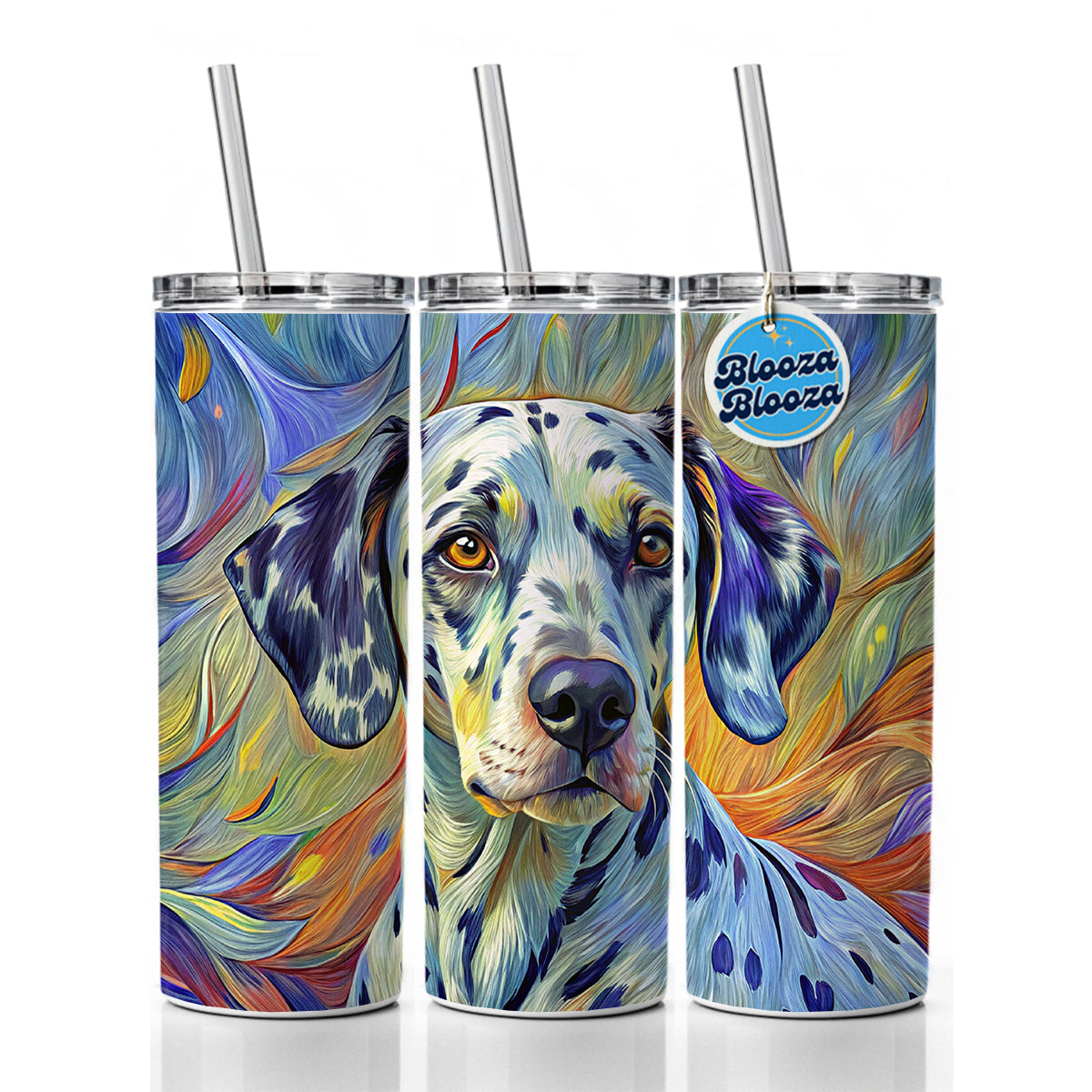Dalmatian Dog Expressionism Art Skinny Tumbler 20oz with Straw Insulated Water Bottle Gift