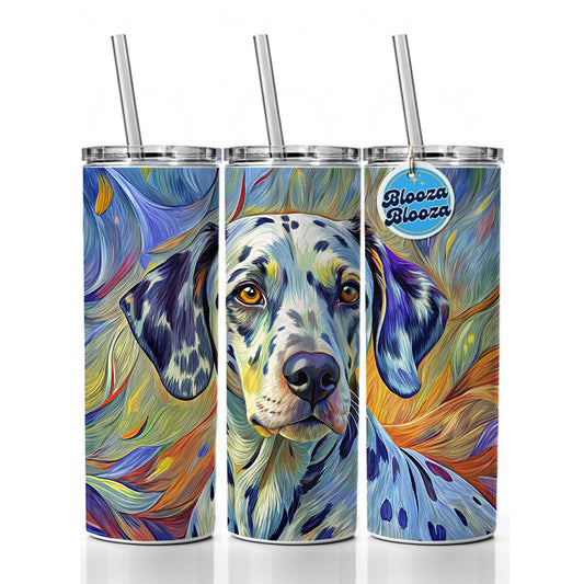 Dalmatian Dog Expressionism Art Skinny Tumbler 20oz with Straw Insulated Water Bottle Gift
