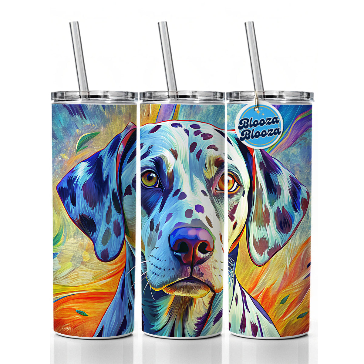 Dalmatian Dog Pop Art Skinny Tumbler 20oz with Straw Insulated Water Bottle Gift