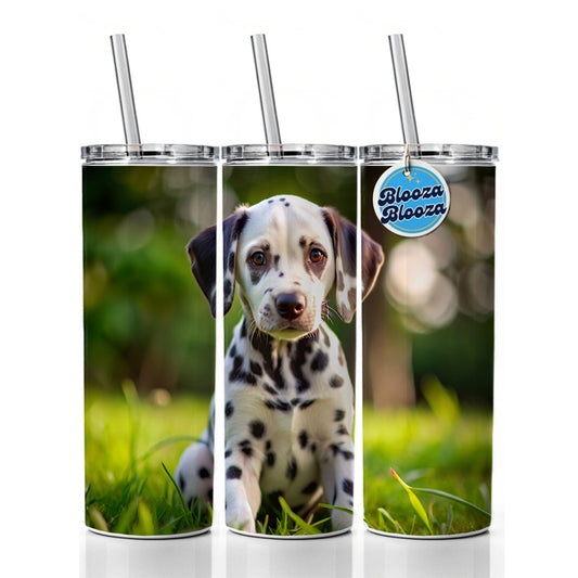 Dalmatian Dog Puppy Photo Skinny Tumbler 20oz with Straw Insulated Water Bottle Gift