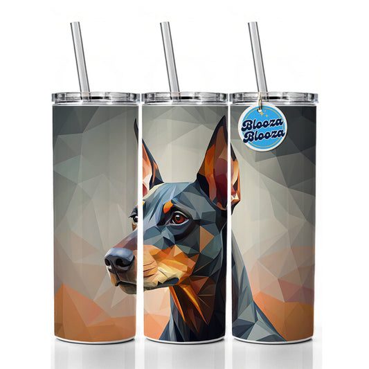 Doberman Pinscher Dog Abstract Stylized Art Skinny Tumbler 20oz with Straw Insulated Water Bottle Gift