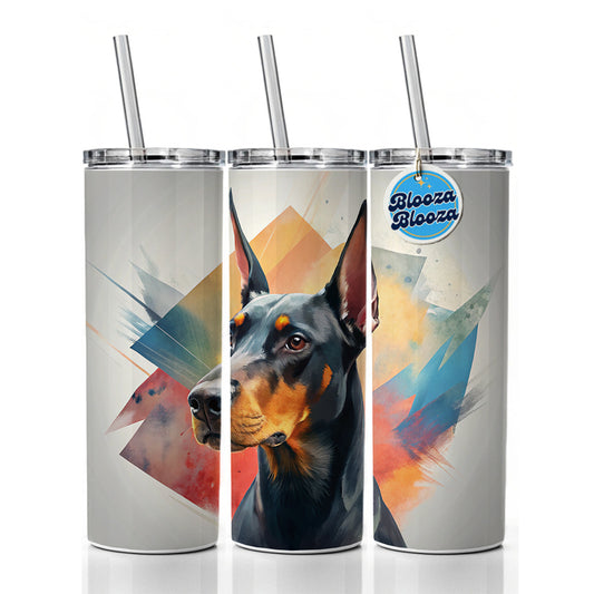 Doberman Pinscher Dog Contemporary Art Skinny Tumbler 20oz with Straw Insulated Water Bottle Gift