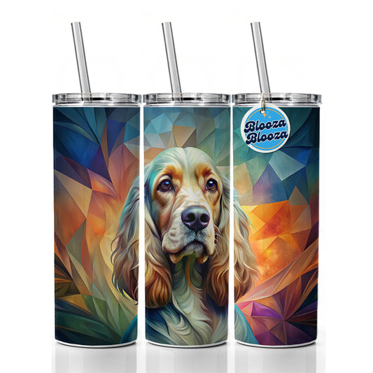 English Cocker Spaniel Dog Abstract Art Skinny Tumbler 20oz with Straw Insulated Water Bottle Gift