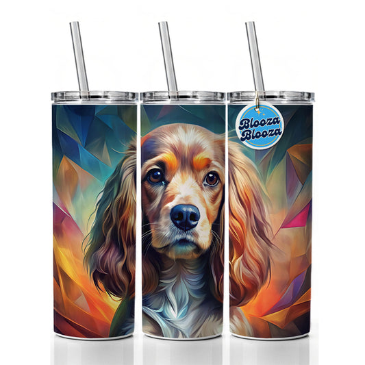 English Cocker Spaniel Dog Abstract Stylized Art Skinny Tumbler 20oz with Straw Insulated Water Bottle Gift