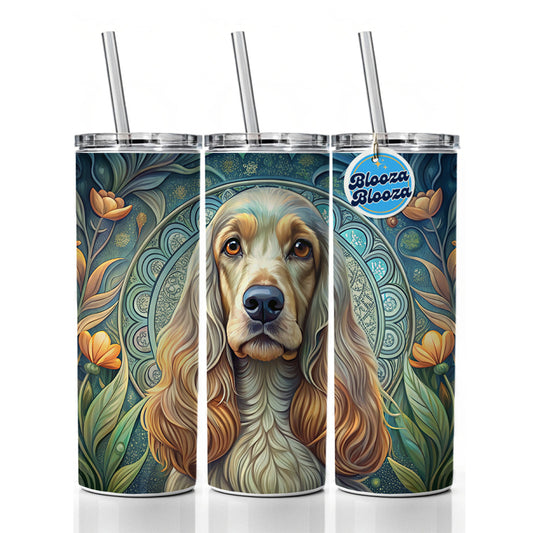 English Cocker Spaniel Dog Art Nouveau Skinny Tumbler 20oz with Straw Insulated Water Bottle Gift