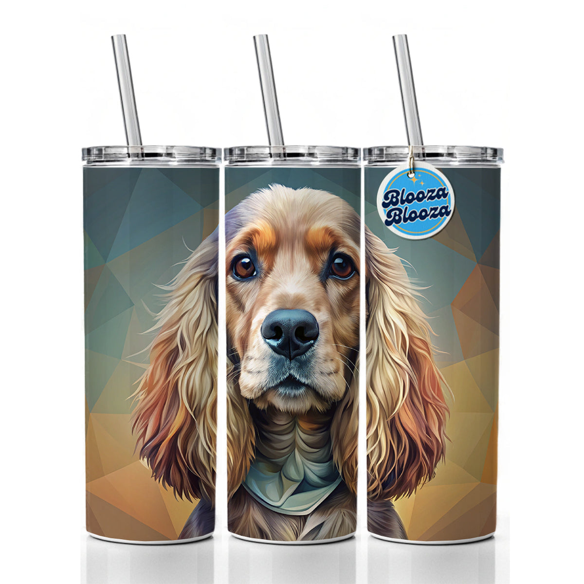 English Cocker Spaniel Dog Contemporary Art Skinny Tumbler 20oz with Straw Insulated Water Bottle Gift