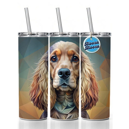 English Cocker Spaniel Dog Contemporary Art Skinny Tumbler 20oz with Straw Insulated Water Bottle Gift