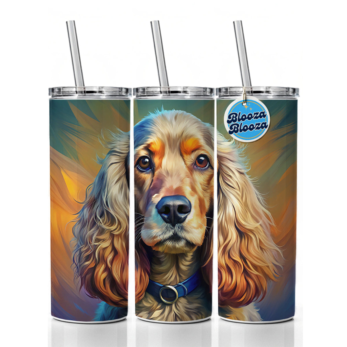 English Cocker Spaniel Dog Expressionism Art Skinny Tumbler 20oz with Straw Insulated Water Bottle Gift